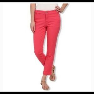 CALVIN KLEIN Women's Power Stretch Skinny Crop Capri Pants, NWT, Flamingo Pink
